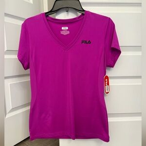 NWT FILA Purple Fitted Short Sleeve Workout Tee, size M